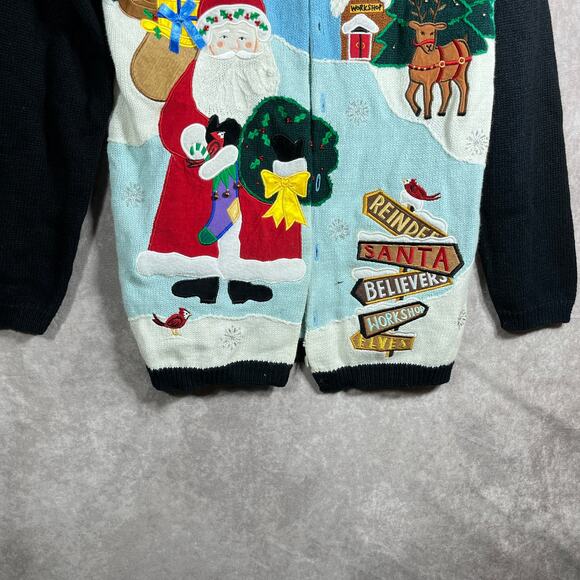 The Quacker Factory Cardigan Sweater Womens Size XS Blue Knit‎ Christmas Holiday - Picture 3 of 10